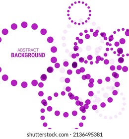 Abstract vector background with circles made of  purple dots. Overlay effect. 