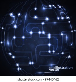 Abstract vector background, circuit board form of ball, technology illustration eps10