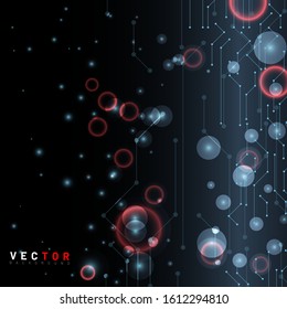 abstract vector background. circuit design connected with bokeh. technology background. New texture for your design.