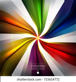 Abstract vector background. Circular background with bright rainbow colorful lines. Can be used for poster, brochure, cover and advertisement material. Vector illustration. Eps10.