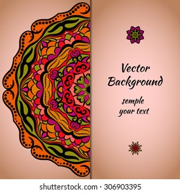 Abstract vector background. Circular ornament.  
Oriental style