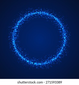 Abstract vector background with circular shape formed of small different shine particles. Vector illustration