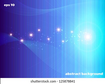 Abstract vector background. Cold glow, stars and waves.