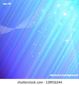 Abstract vector background. Cold glow, stars and waves.