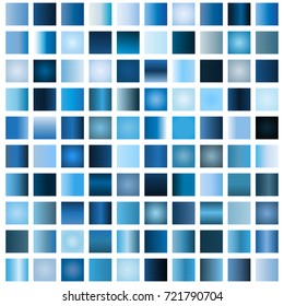 Abstract Vector Background with Collection of 100 Blue Color Gradients, Shades