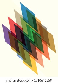 Abstract vector background. Color composition of regular overlapping geometric shapes.