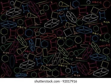 abstract vector background with color geometric figures on blackboard