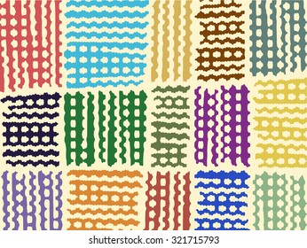 Abstract vector background. Color grunge composition of irregular geometric shapes. Created using handmade camera-less photographic print.