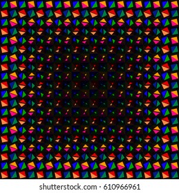 Abstract vector background with color squares and triangles. Geometric graphic texture. Dynamic illusion with bright flags. Decoration for wallpaper, web cover, poster, banner. Festival, summer party