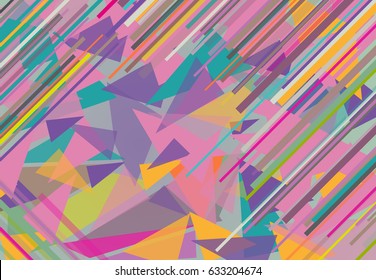 Abstract vector background with color stripes and triangles