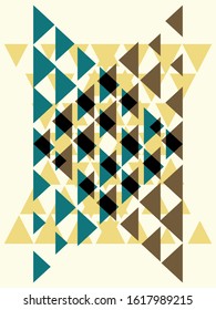 Abstract vector background. Color vertical triangular composition of regular overlapping geometric elements.
