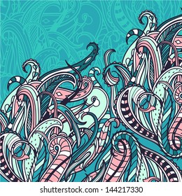 abstract vector background with colored vintage waves and swirls