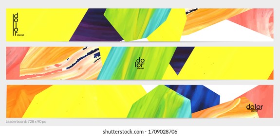 Fondo vector abstracto con formas coloreadas acrílicas brillantes texturadas. Plantilla de diseño artístico para el tablero. Cartel de pintura digital de arte en collage dibujado a mano. Diseño universal con salpicadura de pincel.