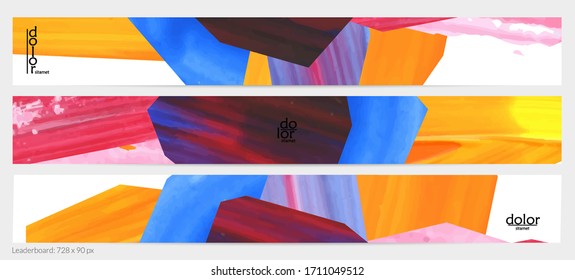 Abstrakter Hintergrund der Vektorillustration mit bunten, hellen, strukturierten Acryl-Formen. Design-Vorlage für künstlerische Schalttafeln. Handgezeichnete Collage Art digitalen Farbbanner. Universelles Layout mit Pinselstrich.