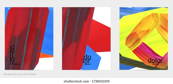 Resumen de fondo vectorial con coloridas formas acrílicas brillantes texturadas. Plantilla de diseño de volante artístico. Pintura digital de arte de collage dibujada a mano. Diseño universal con salpicaduras de pincel.