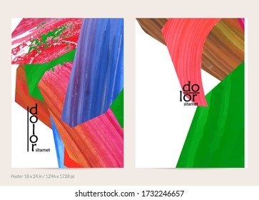 Resumen de fondo vectorial con coloridas formas acrílicas brillantes texturadas. Plantilla de diseño de afiches artísticos. Cartel de pintura digital de arte de collage dibujado a mano. Diseño universal con salpicadura de pincel.