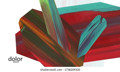 Abstract vector background with colorful bright acrylic textured shapes. Artistic cover design template. Hand drawn collage art digital paint wallpaper. Universal layout with brush stroke elements.