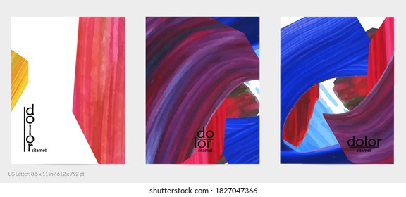 Resumen de fondo vectorial con coloridas formas acrílicas brillantes texturadas. Plantilla de diseño de volante artístico. Pintura digital de arte de collage dibujada a mano. Diseño universal con salpicaduras de pincel.