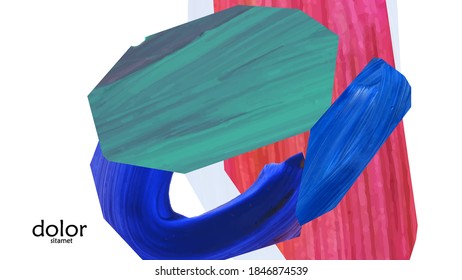 Abstract vector background with colorful bright acrylic textured shapes. Artistic cover design template. Hand drawn collage art digital paint wallpaper. Universal layout with brush stroke elements.