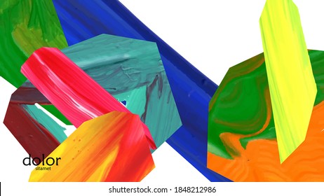 Abstrakter Vektorhintergrund mit bunten, hellen Acryl-strukturierten Formen. Designvorlage für künstlerische Cover. Handgezeichnete Collage Art digitale Tapete. Universelles Layout mit Pinselstrich-Elementen.