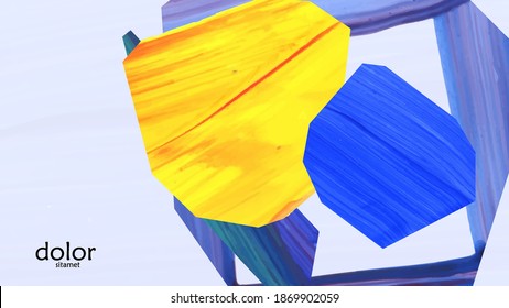 Resumen de fondo vectorial con coloridas formas acrílicas brillantes texturadas. Plantilla de diseño de portada artística. Papel pintado de pintura digital con dibujos a mano. Diseño universal con elementos de trazo de pincel.