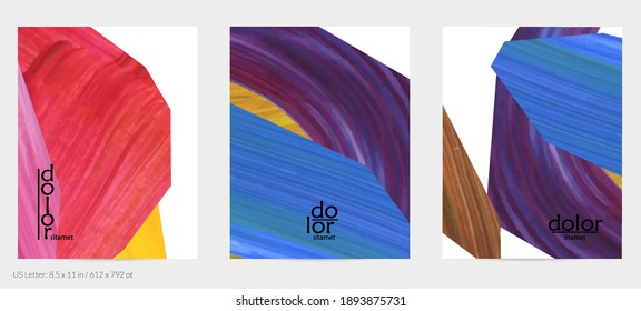 Abstrakter Vektorhintergrund mit bunten, hellen Acryl-strukturierten Formen. Design-Vorlage für künstlerische Flyer. Handgezeichnete Collage Art digitale Farbe. Universelles Layout mit Pinselstrichen.