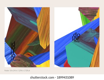 Resumen de fondo vectorial con coloridas formas acrílicas brillantes texturadas. Plantilla de diseño de afiches artísticos. Cartel de pintura digital de arte de collage dibujado a mano. Diseño universal con salpicadura de pincel.