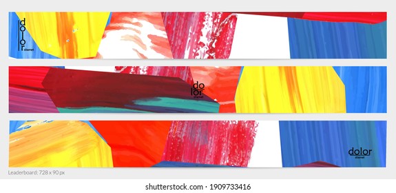 Resumen de fondo vectorial con coloridas formas acrílicas brillantes texturadas. Plantilla de diseño artístico de tablero de mandos. Cartel de pintura digital de arte de collage dibujado a mano. Diseño universal con salpicadura de pincel.