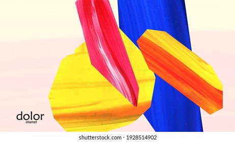 Resumen de fondo vectorial con coloridas formas acrílicas brillantes texturadas. Plantilla de diseño de portada artística. Papel pintado de pintura digital con dibujos a mano. Diseño universal con elementos de trazo de pincel.