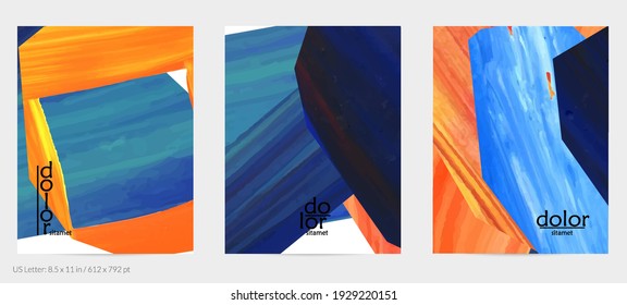 Resumen de fondo vectorial con coloridas formas acrílicas brillantes texturadas. Plantilla de diseño de volante artístico. Pintura digital de arte de collage dibujada a mano. Diseño universal con salpicaduras de pincel.
