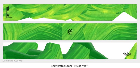 Abstract vector background with colorful bright acrylic textured shapes. Artistic leaderboard design template. Hand drawn collage art digital paint banner. Universal layout with brush stroke splash.