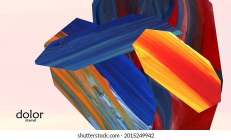 Abstract vector background with colorful bright acrylic textured shapes. Artistic cover design template. Hand drawn collage art digital paint wallpaper. Universal layout with brush stroke elements.