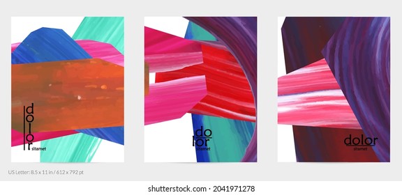 Abstrakter Vektorhintergrund mit bunten, hellen Acryl-strukturierten Formen. Design-Vorlage für künstlerische Flyer. Handgezeichnete Collage Art digitale Farbe. Universelles Layout mit Pinselstrichen.