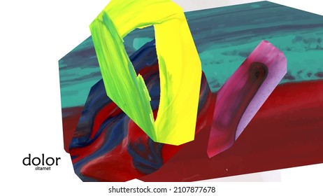 Abstract vector background with colorful bright acrylic textured shapes. Artistic cover design template. Hand drawn collage art digital paint wallpaper. Universal layout with brush stroke elements.