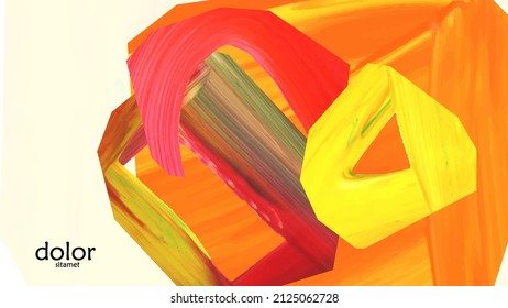 Abstract vector background with colorful bright acrylic textured shapes. Artistic cover design template. Hand drawn collage art digital paint wallpaper. Universal layout with brush stroke elements.