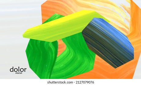 Abstract vector background with colorful bright acrylic textured shapes. Artistic cover design template. Hand drawn collage art digital paint wallpaper. Universal layout with brush stroke elements.