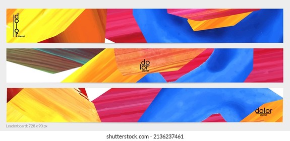 Abstrakter Vektorhintergrund mit bunten, hellen Acryl-strukturierten Formen. Design-Vorlage für künstlerische Schalttafeln. Handgezeichnete Collage Art digitalen Farbbanner. Universelles Layout mit Pinselstrich.