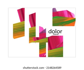 Abstract vector background with colorful bright acrylic textured shapes. Artistic poster design template. Collage art. Digitally painted paper rectangles overlap on white. Constriction paper banner.