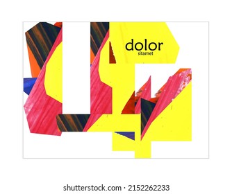 Abstract vector background with colorful bright acrylic textured shapes. Artistic poster design template. Collage art. Digitally painted paper rectangles overlap on white. Constriction paper banner.