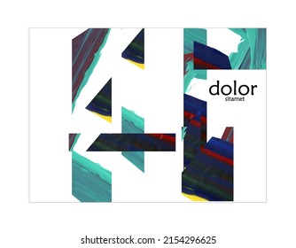 Abstract vector background with colorful bright acrylic textured shapes. Artistic poster design template. Collage art. Digitally painted paper rectangles overlap on white. Constriction paper banner.