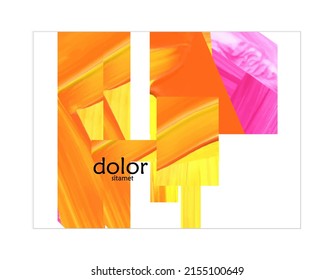 Abstract vector background with colorful bright acrylic textured shapes. Artistic poster design template. Collage art. Digitally painted paper rectangles overlap on white. Constriction paper banner.