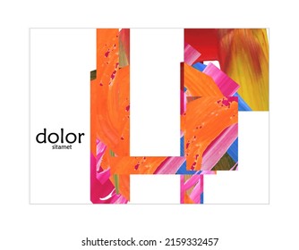 Abstract vector background with colorful bright acrylic textured shapes. Artistic poster design template. Collage art. Digitally painted paper rectangles overlap on white. Constriction paper banner.