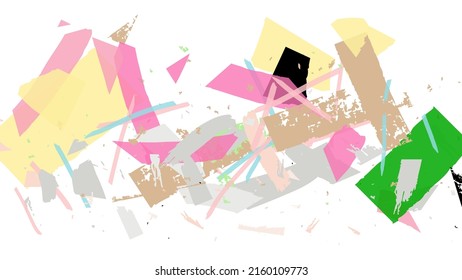 Abstract vector background with colorful bright rough random grange textured shapes. Artistic poster design template. Collage art. Digital craft paper overlap on white. Constriction paper banner.