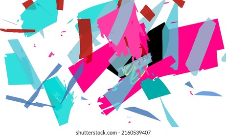 Abstract vector background with colorful bright rough random grange textured shapes. Artistic poster design template. Collage art. Digital craft paper overlap on white. Constriction paper banner.