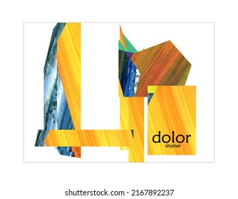 Abstract vector background with colorful bright acrylic textured shapes. Artistic poster design template. Collage art. Digitally painted paper rectangles overlap on white. Constriction paper banner.