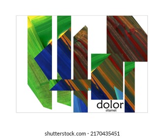 Abstract vector background with colorful bright acrylic textured shapes. Artistic poster design template. Collage art. Digitally painted paper rectangles overlap on white. Constriction paper banner.