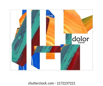 Abstract vector background with colorful bright acrylic textured shapes. Artistic poster design template. Collage art. Digitally painted paper rectangles overlap on white. Constriction paper banner.