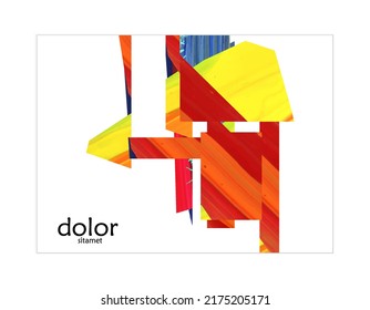 Abstract vector background with colorful bright acrylic textured shapes. Artistic poster design template. Collage art. Digitally painted paper rectangles overlap on white. Constriction paper banner.