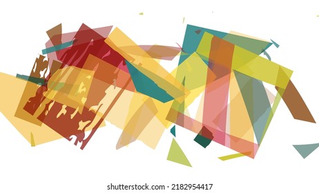 Abstract vector background with colorful bright rough random grange textured shapes. Artistic poster design template. Collage art. Digital craft paper overlap on white. Constriction paper banner.