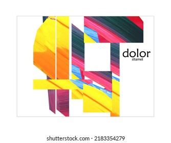 Abstract vector background with colorful bright acrylic textured shapes. Artistic poster design template. Collage art. Digitally painted paper rectangles overlap on white. Constriction paper banner.